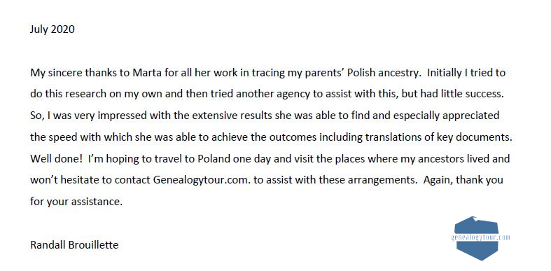 email recommendation, positive expierience with genealogical service